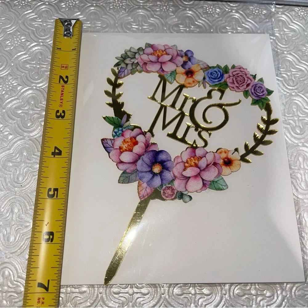 New - Mr & Mrs. Cake topper - Floral Design